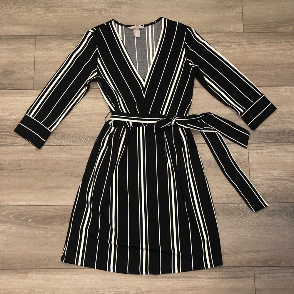 H&M stripped black and white dress